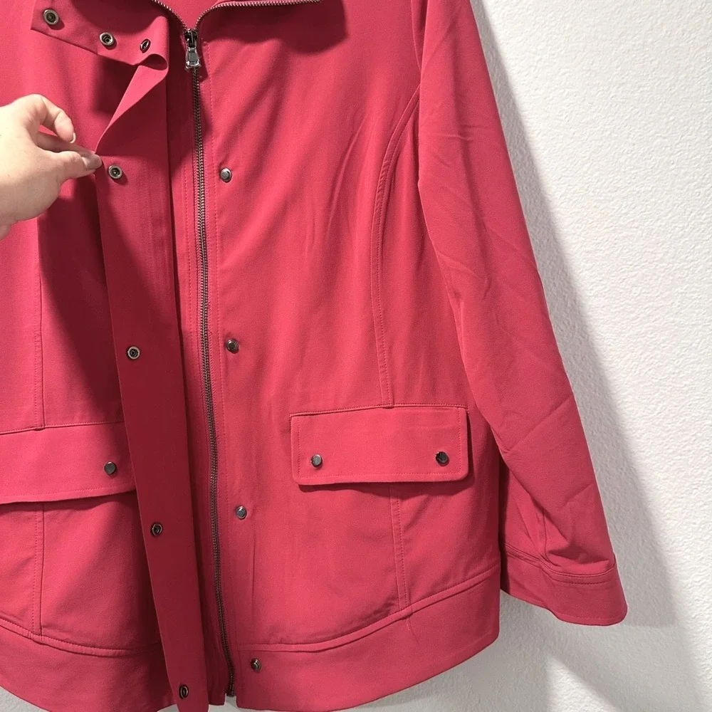 Chico's Size-L (2)Jacket‎  Pink Zip Front Pockets Lightweight Preppy